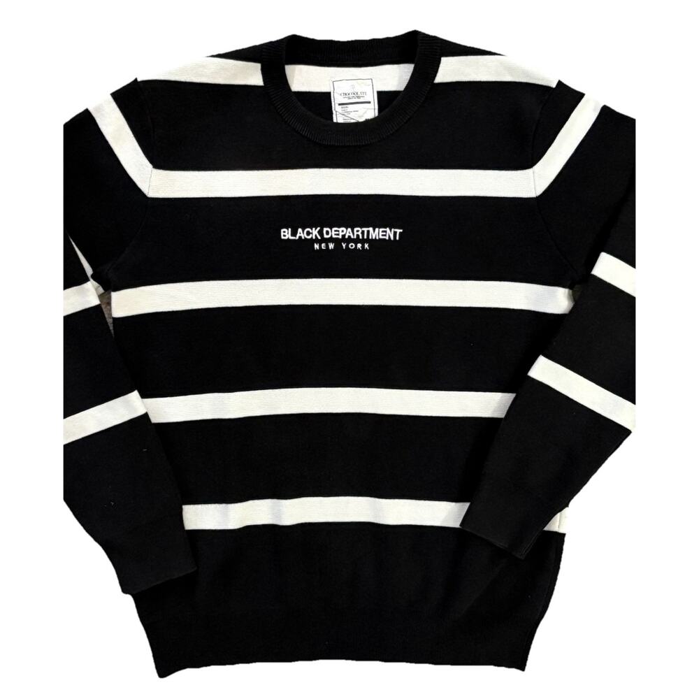 Chocoolate Black Dept Men’s Stripped Sweater Size Medium Long Sleeve Crewneck